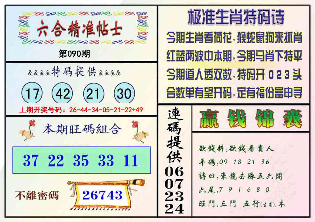 090期精准贴士[图]